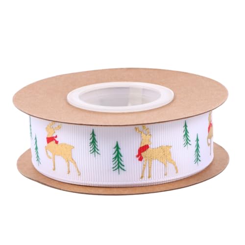 HOMSFOU Weißes Breites Geschenkband mit Goldenem Hirschmuster Strapazierfähiges Knitterfreies Juteband für Weihnachtsdekoration Basteln Geschenke und Partyverzierung HOMSFOU Weißes Breites Geschenkband mit Goldenem Hirschmuster Strapazierfähiges Knitterfreies Juteband für Weihnachtsdekoration Basteln Geschenke und Partyverzierung von HOMSFOU