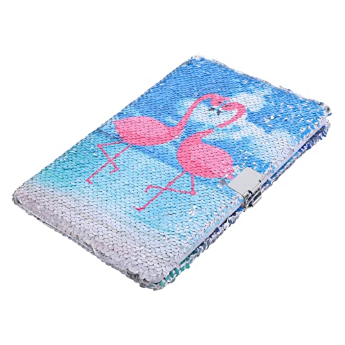 HOMSFOU Wendbares Pailletten Notizbuch mit Flamingo Design Dekoratives Notizbuch für Schule Büro und Zuhause Leicht und Tragbar mit Linierten und Glitzerndem Cover von HOMSFOU