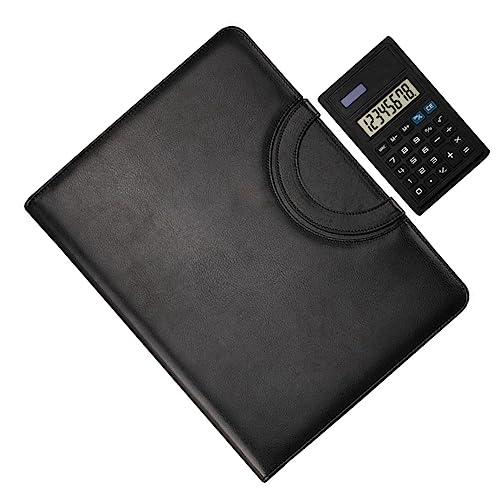 HOMSFOU Zippered Portfolio Case Multifunktionales Business Padfolio mit Reißverschluss Notizblock und Taschenrechner für Büro Reisen und Meetings von HOMSFOU