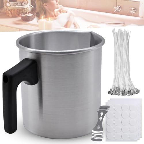 HOMURY Kerzenherstellung Topf Set, DIY Kerzen Selber Machen, 1,2 L Kerzenschmelztiegel, Schmelztopf Kerzenwachs, Wachsschmelzer und Kerzendocht Set, für Candle & Soap Crafts HOMURY Kerzenherstellung Topf Set, DIY Kerzen Selber Machen, 1,2 L Kerzenschmelztiegel, Schmelztopf Kerzenwachs, Wachsschmelzer und Kerzendocht Set, für Candle & Soap Crafts von HOMURY