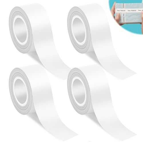 Thermo-Etikettenband für L1/ Q1/ E1 Etikettendrucker: HOMURY 4 Rollen Etikettenband Kompatibel, 16mm x 4m Kompatibel Etikettenband Selbstklebendes auf Größe Zuschneidbar, Thermal Label Tape, Weiß von HOMURY