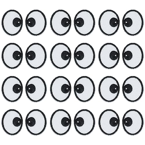 Honbay 24 Stück schwarze weiße Augen zum Aufbügeln oder Aufnähen, zarte bestickte Applikationen für Kleidung, Dekoration und Bastelbedarf (12 Paar) von Honbay