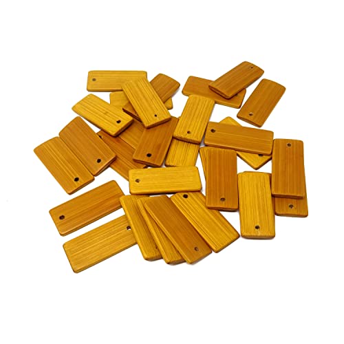Honbay 30 Stück Blanko-Schlüsselanhänger aus Holz, Bambus, rechteckig, Geschenkanhänger, Namensschilder, Schlüsselanhänger, zum Aufhängen, für Kunst, Handwerk, Heimdekoration von Honbay