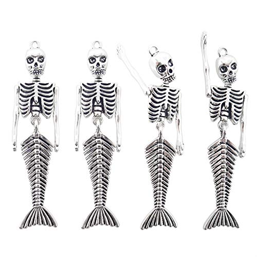 Honbay 4 Stück Legierung Meerjungfrau Skelett Charms Anhänger für Schmuckherstellung oder DIY Handwerk von HONBAY