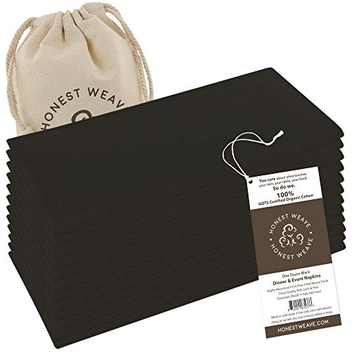 HONEST WEAVE GOTS-zertifizierte Bio-Baumwolle, waschbare Stoffservietten-Sets für den täglichen Gebrauch, Dinner-Partys, Hochzeiten | Übergröße 50.8 x 50.8 cm, vollständig gesäumt, 12er-Pack, schwarz HONEST WEAVE GOTS-zertifizierte Bio-Baumwolle, waschbare Stoffservietten-Sets für den täglichen Gebrauch, Dinner-Partys, Hochzeiten | Übergröße 50.8 x 50.8 cm, vollständig gesäumt, 12er-Pack, schwarz von HONEST WEAVE