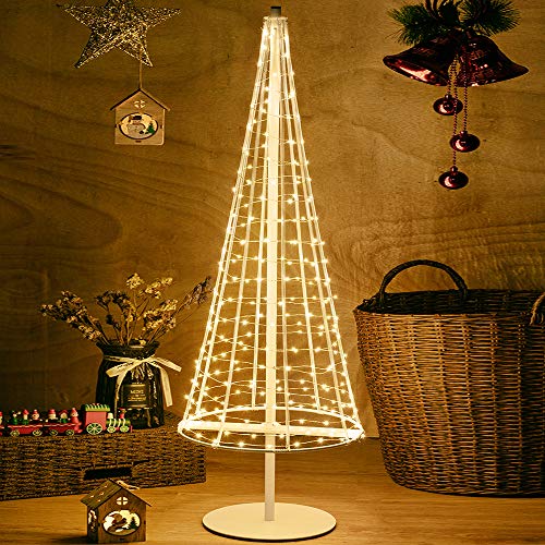 Faltbarer Weihnachtsbaum, 250 Warmweiße LEDs auf Kupferdraht, 1 m Hoch, Der Metallbaum Schmückt Ihr Haus Oder Ihren Garten mit Funkelnder,( Schwarzer) HONESTY von HONESTY