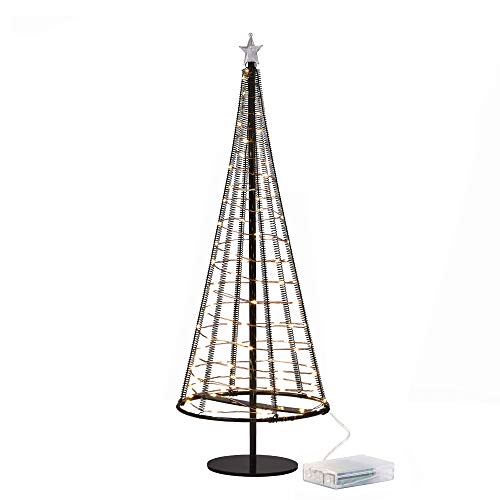 Honesty Santa's Tree,L Black Mini Weihnachtsbaum, Metalllampe, 85 warmweiße LEDs auf Kupferdraht, Bäume mit Flacher Platte und Batteriehaus außen für Innen, 425 mm hoch Honesty Santa's Tree,L Black Mini Weihnachtsbaum, Metalllampe, 85 warmweiße LEDs auf Kupferdraht, Bäume mit Flacher Platte und Batteriehaus außen für Innen, 425 mm hoch von HONESTY