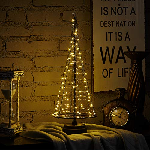 Honesty Santa's Tree,XL Black Mini-Weihnachtsbaum, 85 warmweiße LEDs auf Kupferdraht, mit Ladedatenleitung ， Tischlampe und schönen Dekorationen für Ihre Zimmer, 425 mm Hoch von HONESTY