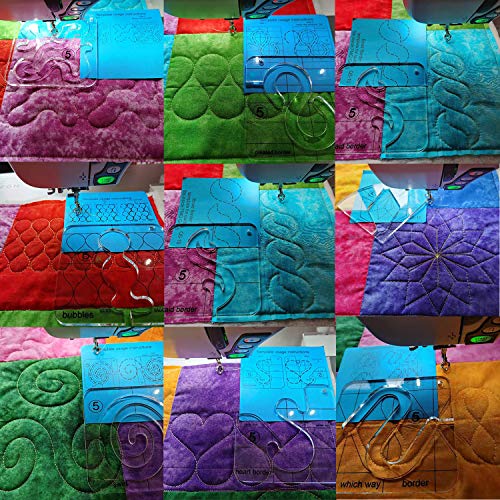 HONEYSEW Free Motion Quilting-Vorlage Serie 5 mit Quilt-Rahmen für Haushaltsnähmaschinen-Lineal (11-teilige Serie + Free Motion Quilting Grip 5) von HONEYSEW