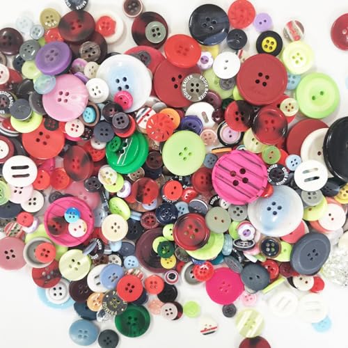 HONEYSEW Kunstharzknöpfe, verschiedene Größen, gemischte Farben, 2 und 4 Löcher, rund, zum Nähen, Basteln, manuelles Malen, DIY, handgemachtes Ornament (Harzknöpfe im A-Stil), 500 Stück von HONEYSEW