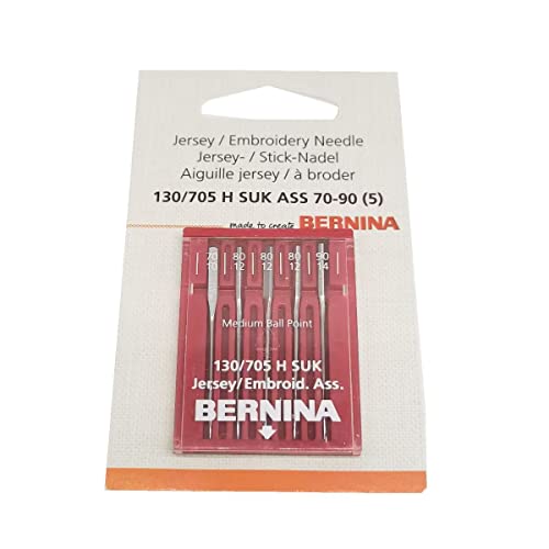 HONEYSEW Packung mit 5 Stück für Bernina Nähmaschine/Sticknadeln 130/705 H SUK 0025117105 (Jersey/Sticknadel 90) von HONEYSEW