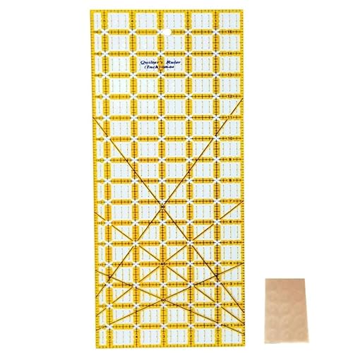 HONEYSEW Quiltschablonen, Acryl-Nählineal mit rutschfesten Ringen zum Quilten und Nähen, Stoffschneidewinkel, rechteckiges Lineal (14 x 40,6 cm) von HONEYSEW