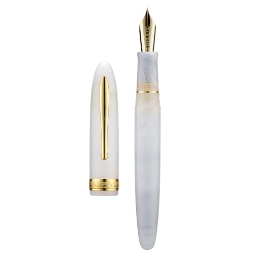 Hong Dian N9 Füllfederhalter, Goldverzierungen mit langer Klinge, Jadeweiß und Acryl Design mit Konverter und Metallfederhalter Set Hong Dian N9 Füllfederhalter, Goldverzierungen mit langer Klinge, Jadeweiß und Acryl Design mit Konverter und Metallfederhalter Set von HONG DIAN