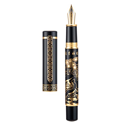 Hongdian 8037 Chinesischer klassischer Füllfederhalter, Iridum extra feine Goldfeder mit chinesischem Hirsch-Totem-Design, glattes Schreiben Stift mit Tintenkonverter und Stiftebox aus Metall Hongdian 8037 Chinesischer klassischer Füllfederhalter, Iridum extra feine Goldfeder mit chinesischem Hirsch-Totem-Design, glattes Schreiben Stift mit Tintenkonverter und Stiftebox aus Metall von HONG DIAN