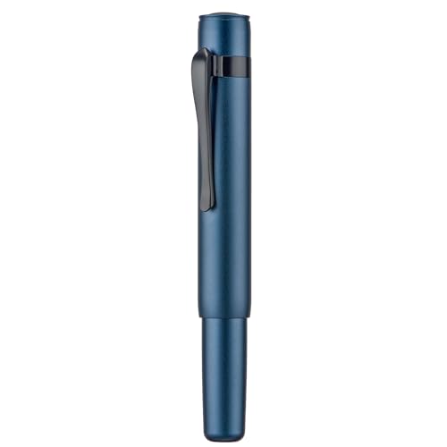 Hongdian M2 Black Forest Mini-Füllfederhalter, extra feine weiche Feder und schlanke Form, Aluminium, kurze Tasche, Reisestift (Mitternachtsblau) von HONG DIAN