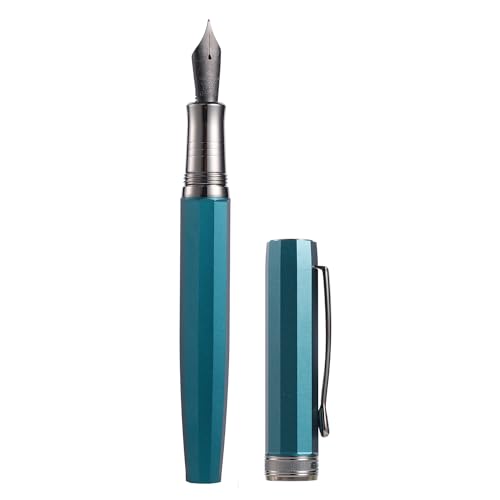 Hongdian N11 Füllfederhalter, Titan-beschichtete schwarze feine weiche Feder, Pfauenblau & achteckiges geometrisches Design mit Metalletui-Set Hongdian N11 Füllfederhalter, Titan-beschichtete schwarze feine weiche Feder, Pfauenblau & achteckiges geometrisches Design mit Metalletui-Set von HONG DIAN