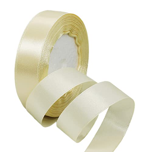 22m Satinband Geschenkband Beige 20mm Breit,Seidenband Beige Schleifenband Satin Dekoband Geschenkverpackung Deko Band Stoffband für Halloween Weihnachten Hochzeit Taufe Geburtstag DIY-Handwerk von HONGCI