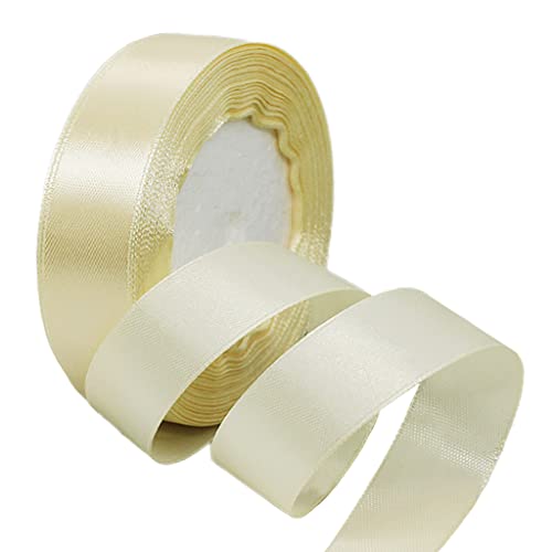 22m Satinband Geschenkband Beige 25mm Breit,Seidenband Beige Schleifenband Satin Dekoband Geschenkverpackung Deko Band Stoffband für Halloween Weihnachten Hochzeit Taufe Geburtstag DIY-Handwerk von HONGCI