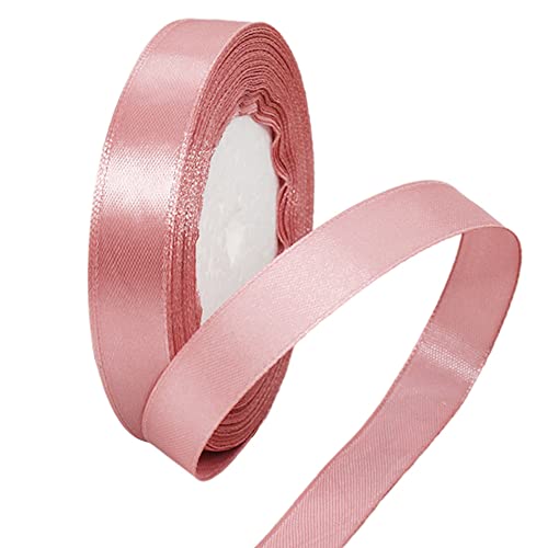 22m Satinband Geschenkband Bohne Rosa 15mm Breit,Seidenband Rosa Dick Schleifenband Satin Dekoband Geschenkverpackung Deko Band Stoffband für Weihnachten Hochzeit Taufe Geburtstag DIY-Handwerk von HONGCI