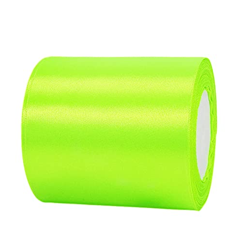 22m Satinband Geschenkband Fluoreszierendes Grün 100mm Breit,Auto Seidenband Schleifenband Satin Dekoband Geschenkverpackung Deko Band Stoffband für Halloween Weihnachten Hochzeit Taufe Geburtstag von HONGCI