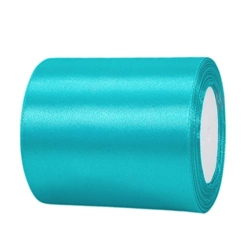 22m Satinband Geschenkband Pfauen Blau 100mm Breit,Auto Seidenband Blau Dick Schleifenband Satin Dekoband Geschenkverpackung Deko Band Stoffband für Halloween Weihnachten Hochzeit Taufe Geburtstag DIY von HONGCI