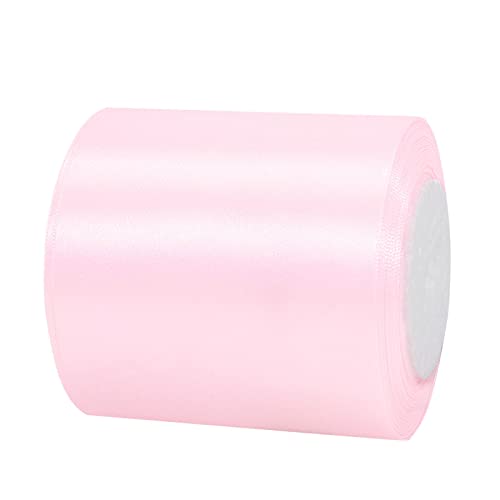 22m Satinband Geschenkband Rosa 100mm Breit,Auto Seidenband Rosa Dick Schleifenband Satin Dekoband Geschenkverpackung Deko Band Stoffband für Halloween Weihnachten Hochzeit Taufe Geburtstag DIY von HONGCI