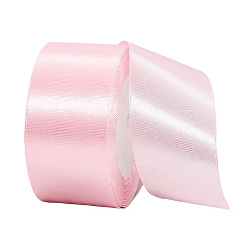 22m Satinband Geschenkband Rosa 40mm Breit,Auto Seidenband Rosa Dick Schleifenband Satin Dekoband Geschenkverpackung Deko Band Stoffband für Halloween Weihnachten Hochzeit Taufe Geburtstag DIY von HONGCI