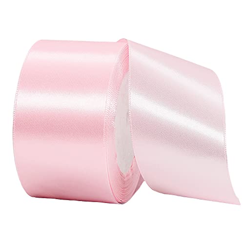 22m Satinband Geschenkband Rosa 50mm Breit,Auto Seidenband Rosa Dick Schleifenband Satin Dekoband Geschenkverpackung Deko Band Stoffband für Halloween Weihnachten Hochzeit Taufe Geburtstag DIY von HONGCI