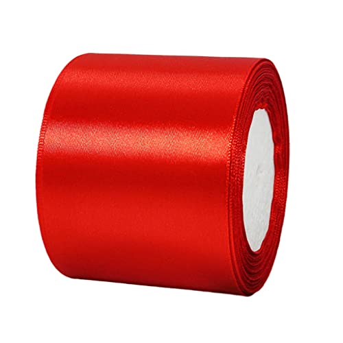 22m Satinband Geschenkband Rot 75mm Breit,Auto Seidenband Rot Dick Schleifenband Satin Dekoband Geschenkverpackung Deko Band Stoffband für Halloween Weihnachten Hochzeit Taufe Geburtstag DIY von HONGCI