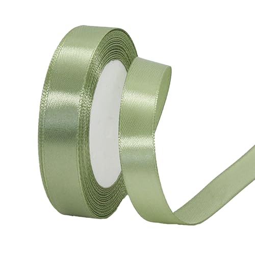 22m Satinband Geschenkband Salbei Grün 15mm Breit,Seidenband Dick Schleifenband Satin Dekoband Geschenkverpackung Deko Band Stoffband für Halloween Weihnachten Hochzeit Taufe Geburtstag DIY-Handwerk von HONGCI