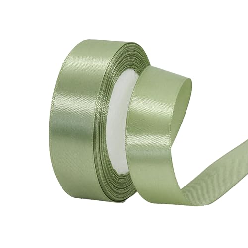 22m Satinband Geschenkband Salbei Grün 25mm Breit,Seidenband Dick Schleifenband Satin Dekoband Geschenkverpackung Deko Band Stoffband für Halloween Weihnachten Hochzeit Taufe Geburtstag DIY-Handwerk von HONGCI