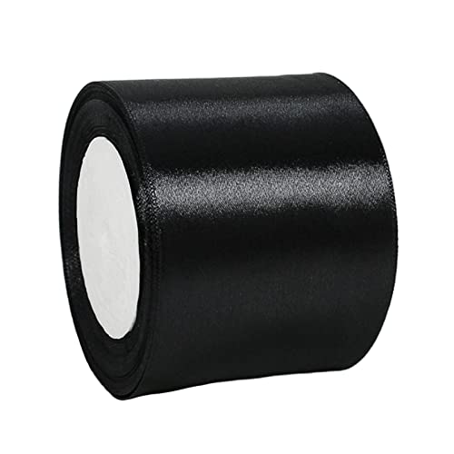 22m Satinband Geschenkband Schwarz 75mm Breit,Trauer Band Schwarz Schleifenband Satin Dekoband Geschenkverpackung Deko Band Stoffband für Halloween Weihnachten Hochzeit Taufe Geburtstag DIY-Handwerk von HONGCI