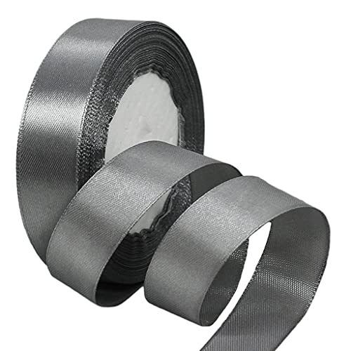 22m Satinband Geschenkband Silber 25mm Breit,Seidenband Silber Schleifenband Satin Dekoband Geschenkverpackung Deko Band Stoffband für Halloween Weihnachten Hochzeit Taufe Geburtstag DIY-Handwerk von HONGCI