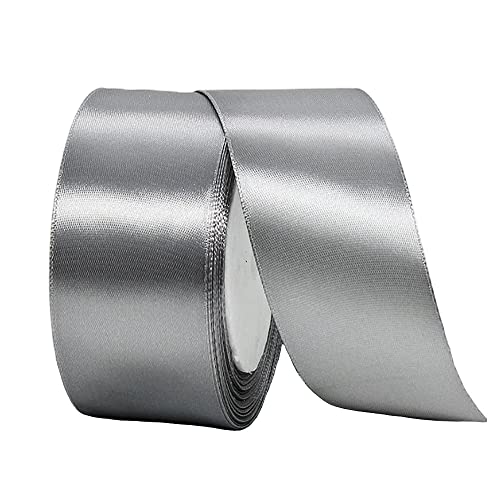22m Satinband Geschenkband Silber 40mm Breit,Auto Seidenband Silber Dick Schleifenband Satin Dekoband Geschenkverpackung Deko Band Stoffband für Halloween Weihnachten Hochzeit Taufe Geburtstag von HONGCI
