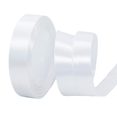 22m Satinband Geschenkband Weiß 20mm Breit,Seidenband Weiß Dick Schleifenband Satin Dekoband Geschenkverpackung Deko Band Stoffband für Halloween Weihnachten Hochzeit Taufe Geburtstag DIY-Handwerk von HONGCI