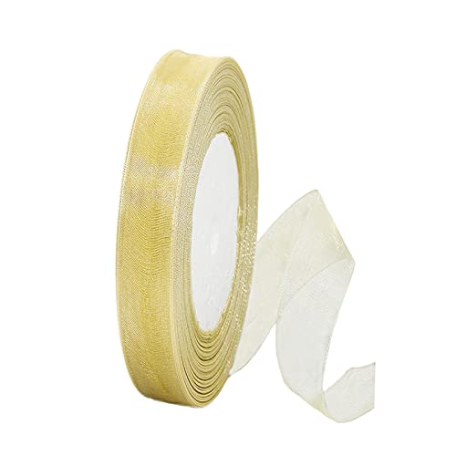 45m Organzaband Aprikose 15mm Breit Chiffo Geschenkband,Transparentes Organza Bänder Chiffonband Schleifenband Dekoband Geschenkverpackung Deko Band Tüllband für Weihnachten Hochzeit Taufe Geburtstag von HONGCI