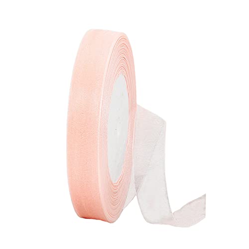 45m Organzaband Champagner Rosa 15mm Breit Chiffo Geschenkband,Transparentes Organza Bänder Chiffonband Schleifenband Dekoband Geschenkverpackung Deko Band Tüllband für Weihnachten Hochzeit Geburtstag von HONGCI