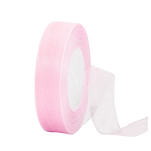 45m Organzaband Hellrosa 20mm Breit Chiffo Geschenkband,Transparentes Organza Bänder Chiffonband Schleifenband Dekoband Geschenkverpackung Deko Band Tüllband für Weihnachten Hochzeit Taufe Geburtstag von HONGCI