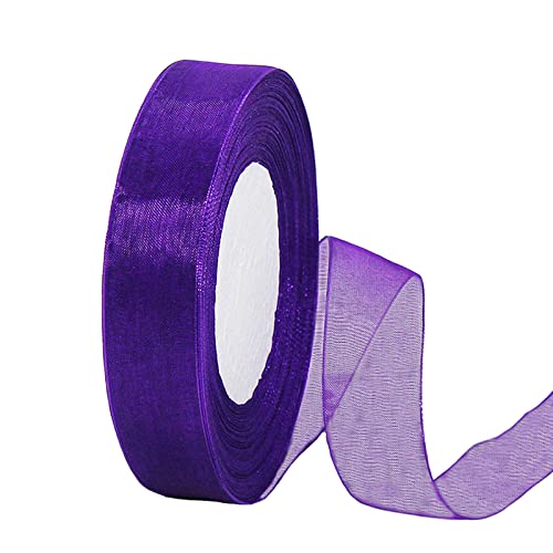 45m Organzaband Lila 20mm Breit Chiffo Geschenkband,Transparentes Organza Bänder Chiffonband Schleifenband Dekoband Geschenkverpackung Deko Band Tüllband für Weihnachten Hochzeit Taufe Geburtstag von HONGCI