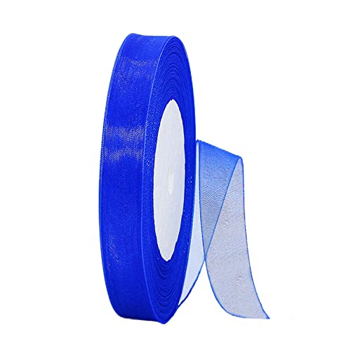 45m Organzaband Rayolblau 15mm Breit Chiffo Geschenkband,Transparentes Organza Bänder Chiffonband Schleifenband Dekoband Geschenkverpackung Deko Band Tüllband für Weihnachten Hochzeit Taufe Geburtstag von HONGCI