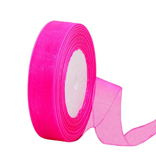 45m Organzaband Rose 20mm Breit Chiffo Geschenkband,Transparentes Organza Bänder Chiffonband Schleifenband Dekoband Geschenkverpackung Deko Band Tüllband für Weihnachten Hochzeit Taufe Geburtstag von HONGCI