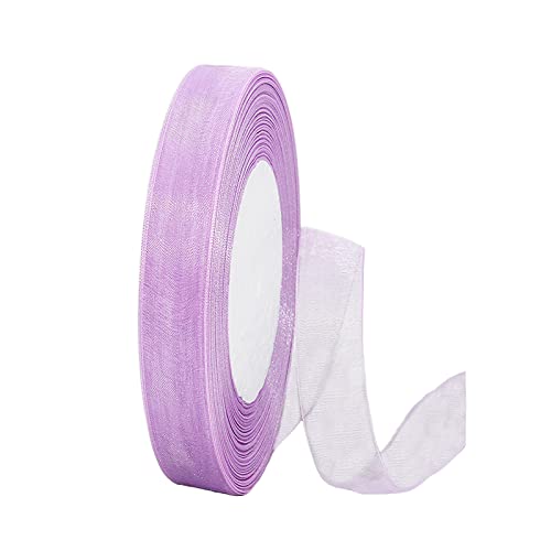 45m Organzaband Violett 15mm Breit Chiffo Geschenkband,Transparentes Organza Bänder Chiffonband Schleifenband Dekoband Geschenkverpackung Deko Band Tüllband für Weihnachten Hochzeit Taufe Geburtstag von HONGCI