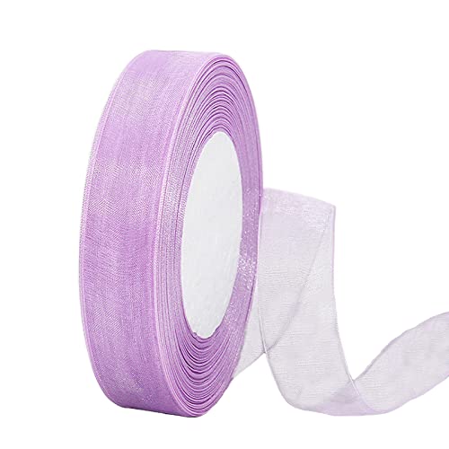 45m Organzaband Violett 20mm Breit Chiffo Geschenkband,Transparentes Organza Bänder Chiffonband Schleifenband Dekoband Geschenkverpackung Deko Band Tüllband für Weihnachten Hochzeit Taufe Geburtstag von HONGCI