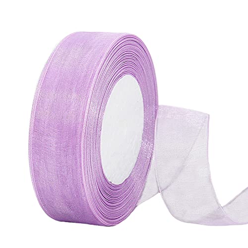 45m Organzaband Violett 38mm Breit Chiffo Geschenkband,Transparentes Organza Bänder Chiffonband Schleifenband Dekoband Geschenkverpackung Deko Band Tüllband für Weihnachten Hochzeit Taufe Geburtstag von HONGCI