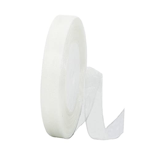 45m Organzaband Weiß 15mm Breit Chiffo Geschenkband,Transparentes Organza Bänder Chiffonband Schleifenband Dekoband Geschenkverpackung Deko Band Tüllband für Weihnachten Hochzeit Taufe Geburtstag von HONGCI