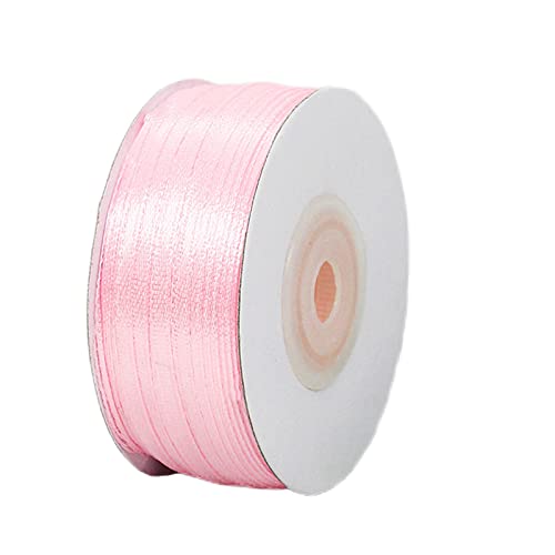 91m Satinband Geschenkband Rosa 3mm Breit,Seidenband Rosa Luftballon Band Dick Schleifenband Satin Dekoband Geschenkverpackung Deko Band Stoffband für Halloween Weihnachten Hochzeit Taufe Geburtstag von HONGCI