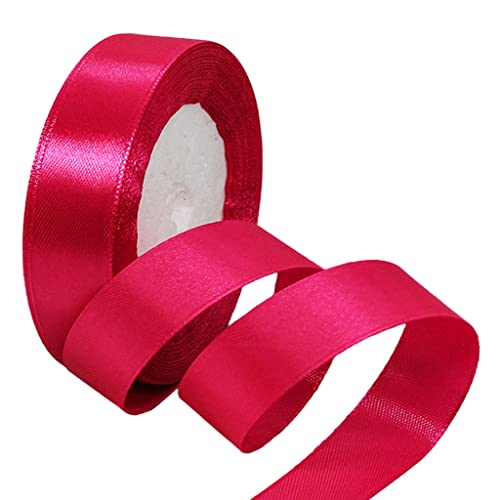 22m Satinband Geschenkband Hot Pink 25mm Breit,Seidenband Hot Pink Schleifenband Satin Dekoband Geschenkverpackung Deko Band Stoffband für Halloween Weihnachten Hochzeit Taufe Geburtstag DIY-Handwerk von HONGCI