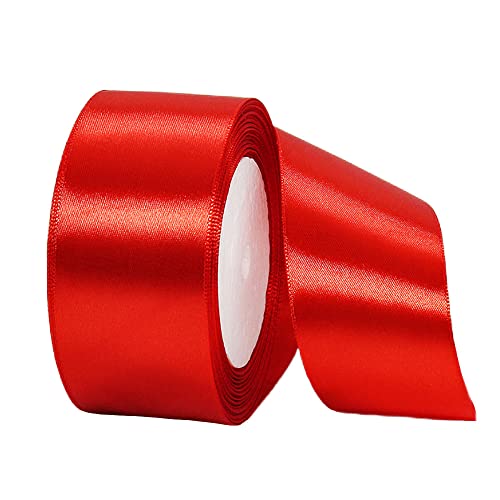 22m Satinband Geschenkband Rot 40mm Breit,Auto Seidenband Rot Dick Schleifenband Satin Dekoband Geschenkverpackung Deko Band Stoffband für Halloween Weihnachten Hochzeit Taufe Geburtstag DIY von HONGCI