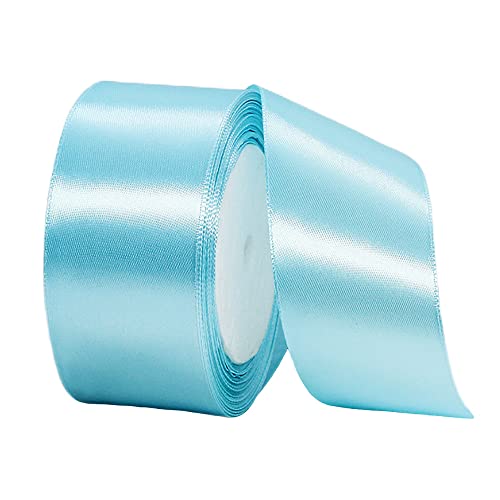 22m Satinband Geschenkband Hellblau 40mm Breit,Auto Seidenband Dick Schleifenband Satin Dekoband Geschenkverpackung Deko Band Stoffband für Halloween Weihnachten Hochzeit Taufe Geburtstag DIY von HONGCI