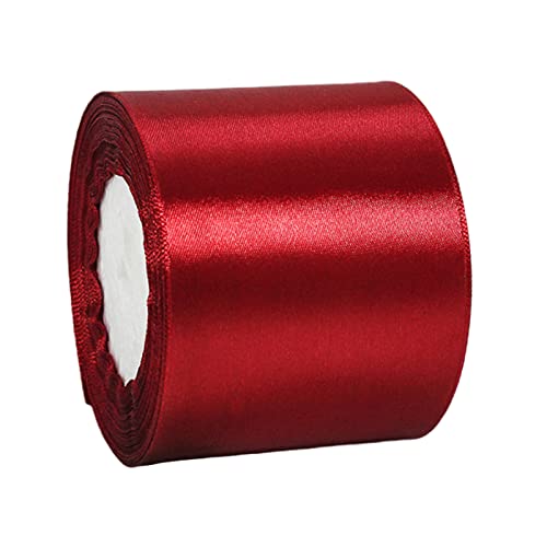 22m Satinband Geschenkband Weinrot 75mm Breit,Auto Seidenband Dick Schleifenband Satin Dekoband Geschenkverpackung Deko Band Stoffband für Halloween Weihnachten Hochzeit Taufe Geburtstag DIY von HONGCI